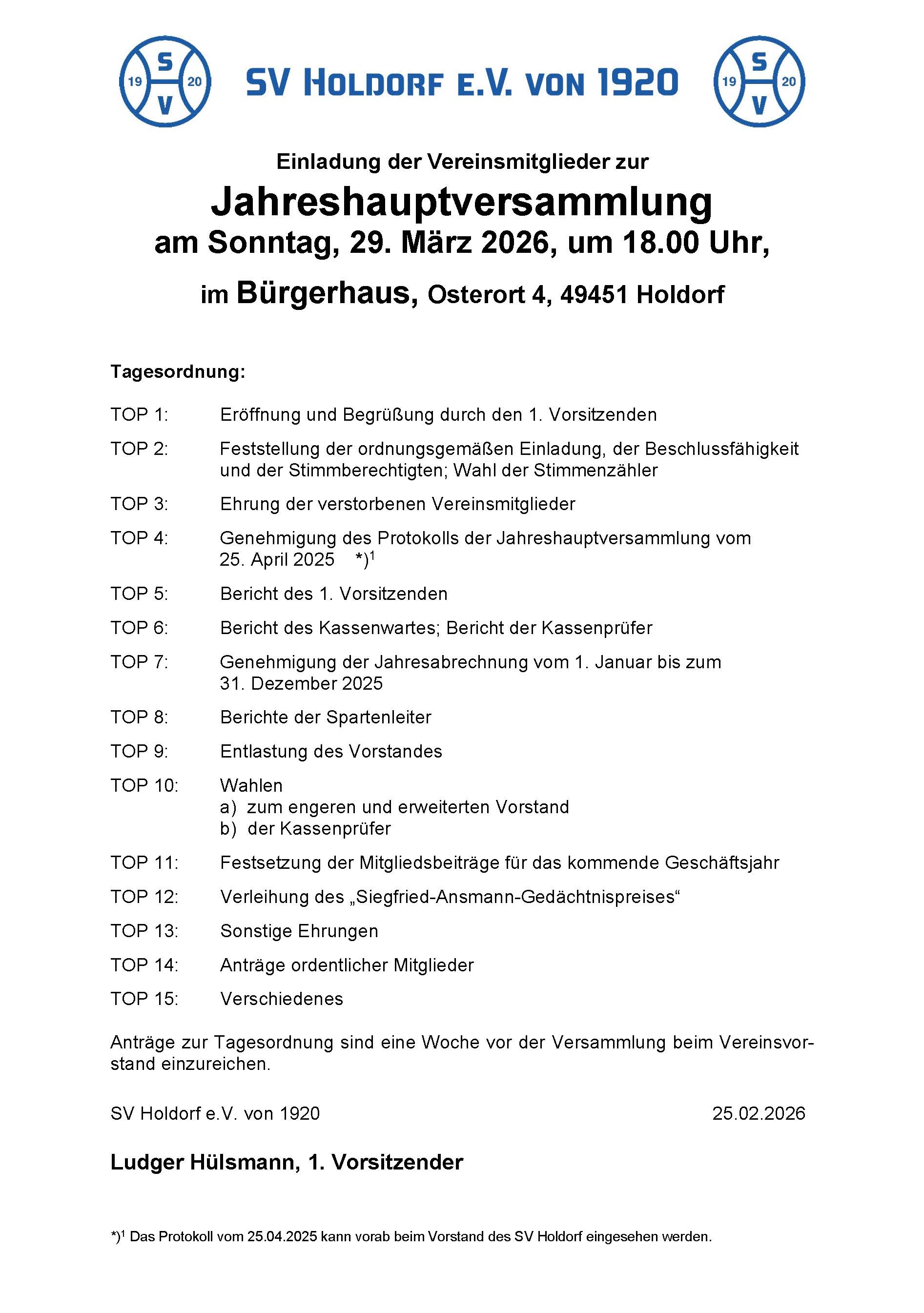 Mitgliederversammlung 2026